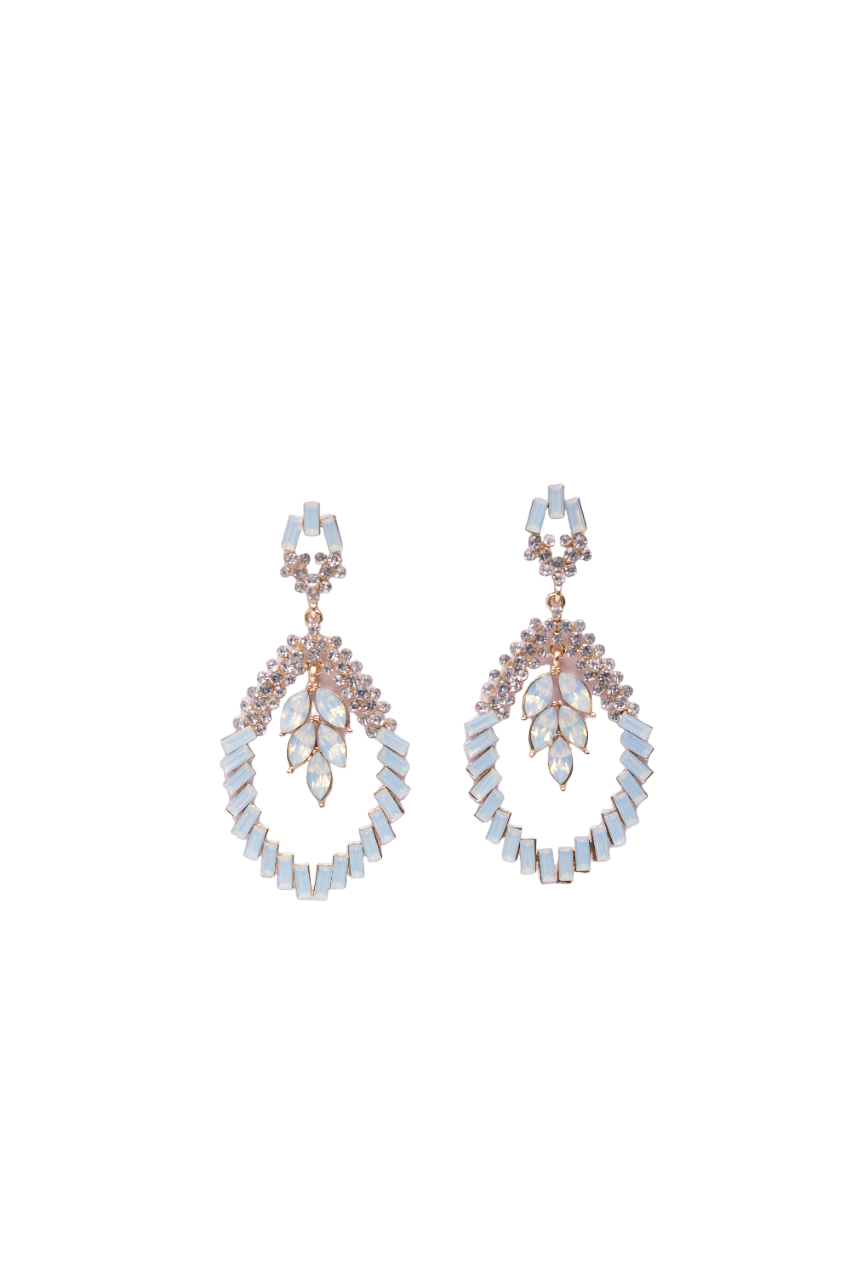 Namokriti Glamour in Every Drop- Light Green and clear Rhinestone Earrings for Timeless Elegance!